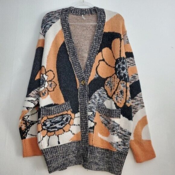 NEW Free People August Cardigan In Peach Petal, Size Medium - Picture 3 of 10